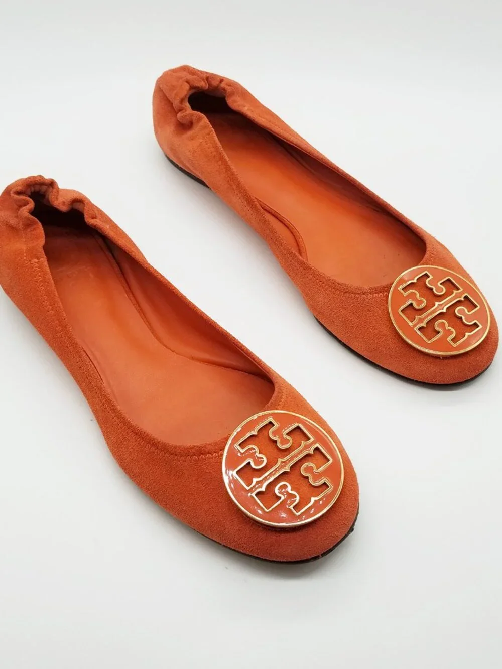 Tory Burch Reva Suede Leather Ballet Flat Orange Size 9.5M Classic Preppy $225 - Picture 14 of 14